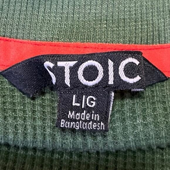 Stoic Men's Green Waffle Knit Long Sleeve Crew Neck Pocket Sweater Top Size L - Picture 3 of 4